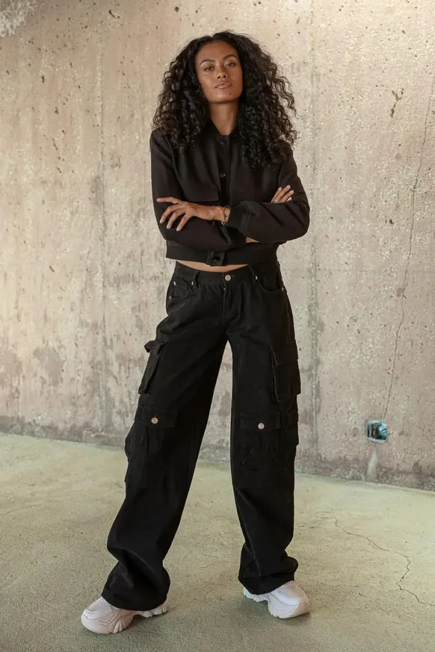 Phoebe Cargo Jeans In Black Black Women Bohme Denim