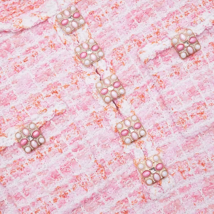 Pink Check Knit Mini Dress Women Self Portrait Dresses