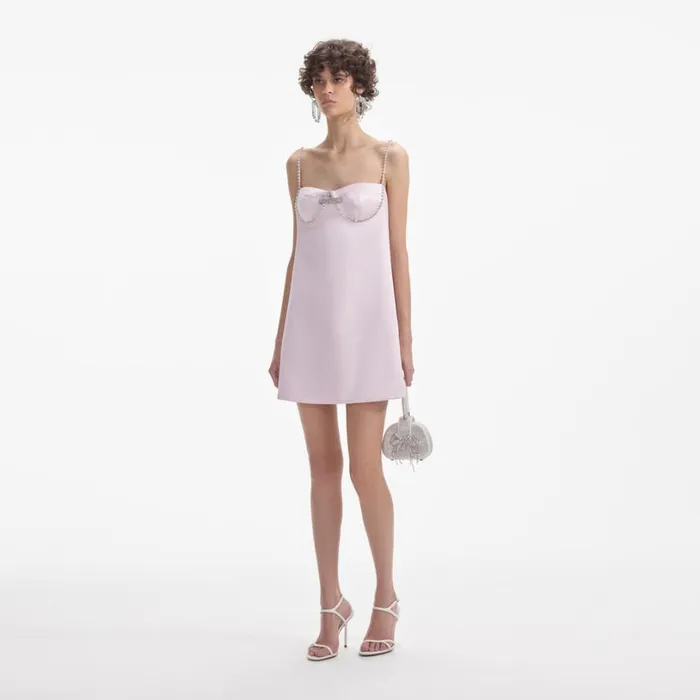 Pink Satin Diamante Mini Dress Women Self Portrait Dresses Pink Satin Diamante Mini Dress Women Self Portrait Dresses