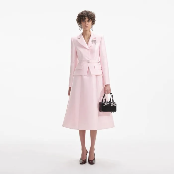 Pink Tailored Taffeta Midi Dress Women Self Portrait Dresses