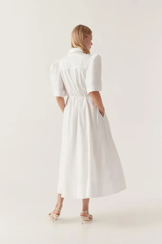 Pivotal Tie Midi Dress Ivory Women Aje White Dresses