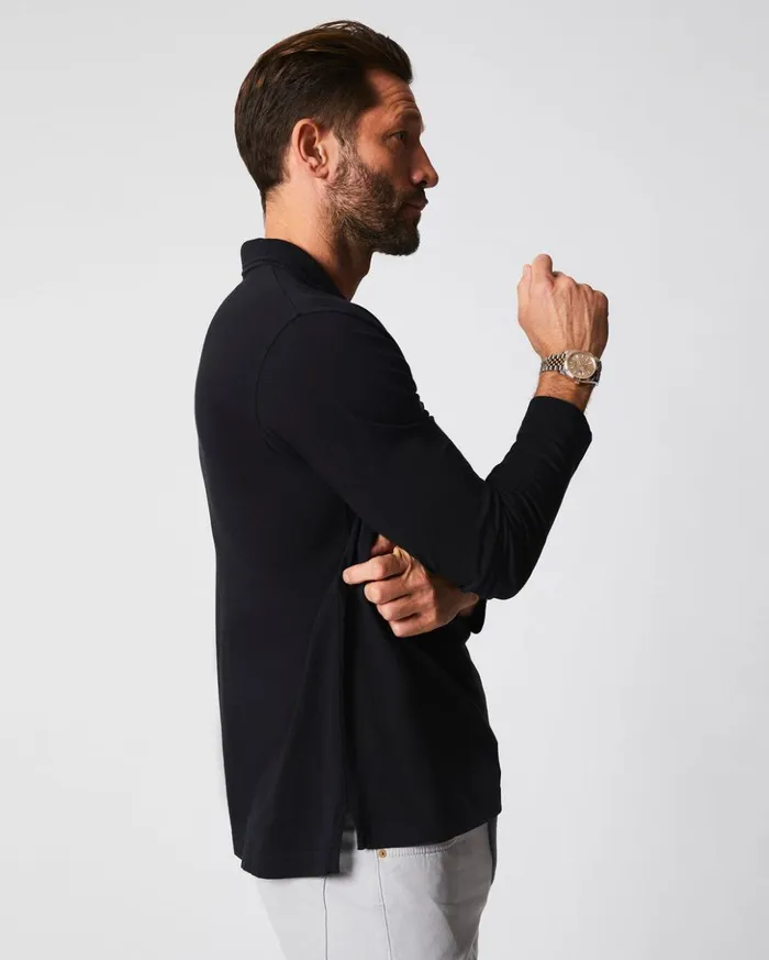 Polos Tees and Henleys Men Billy Reid Long Sleeve Pensacola Polo Black