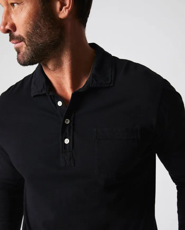 Polos Tees and Henleys Men Billy Reid Long Sleeve Pensacola Polo Black