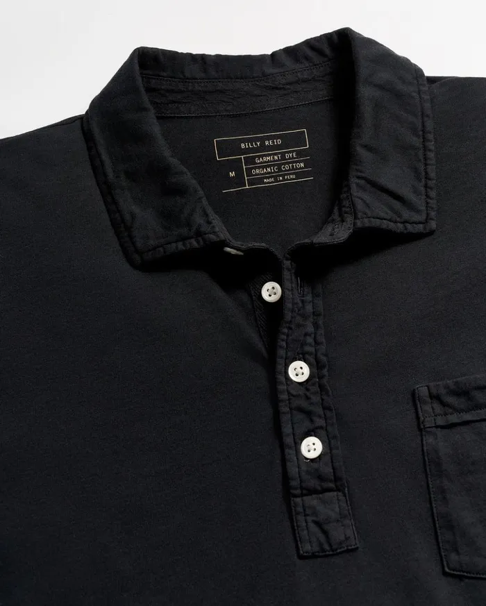 Polos Tees and Henleys Men Billy Reid Long Sleeve Pensacola Polo Black