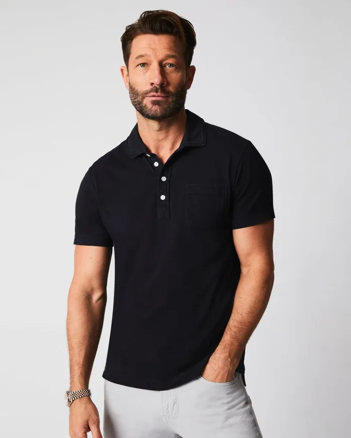 Polos Tees and Henleys Men Billy Reid Pensacola Polo Black