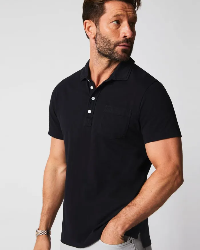 Polos Tees and Henleys Men Billy Reid Pensacola Polo Black