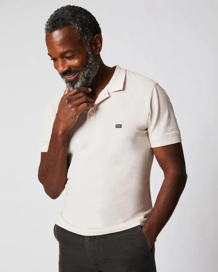 Polos Tees and Henleys Men Billy Reid Pique Polo Natural