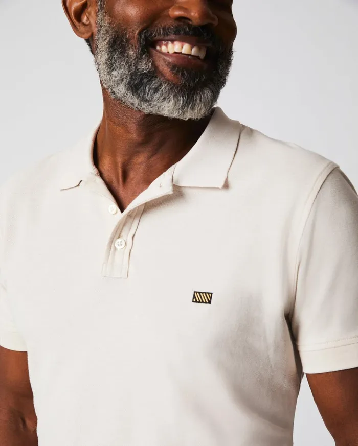Polos Tees and Henleys Men Billy Reid Pique Polo Natural