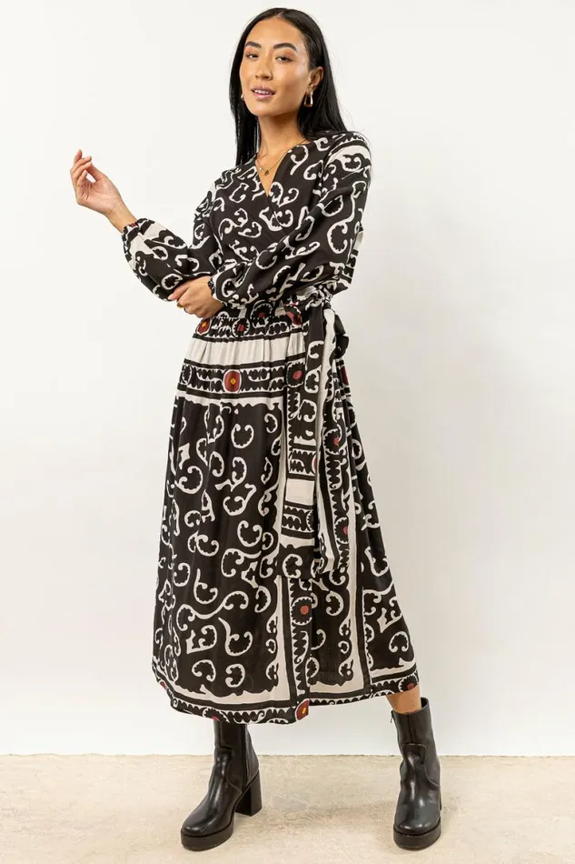 Porter Wrap Midi Dress 8211 FINAL SALE Black Women Bohme Dresses