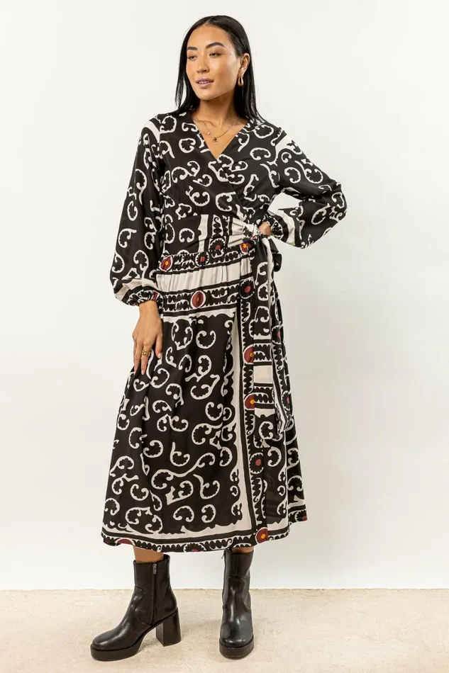 Porter Wrap Midi Dress 8211 FINAL SALE Black Women Bohme Dresses