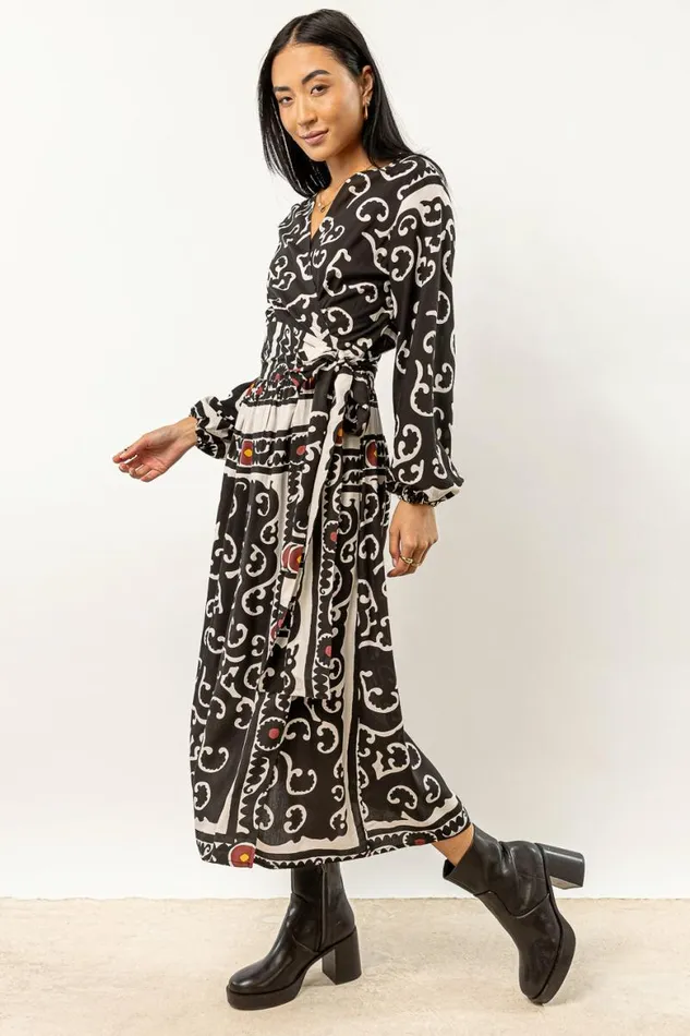 Porter Wrap Midi Dress 8211 FINAL SALE Black Women Bohme Dresses