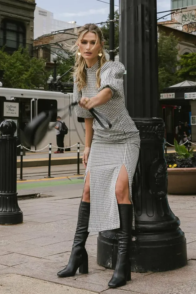 PREORDER 8211 Alex Gingham Dress In Black Black Women Bohme Dresses