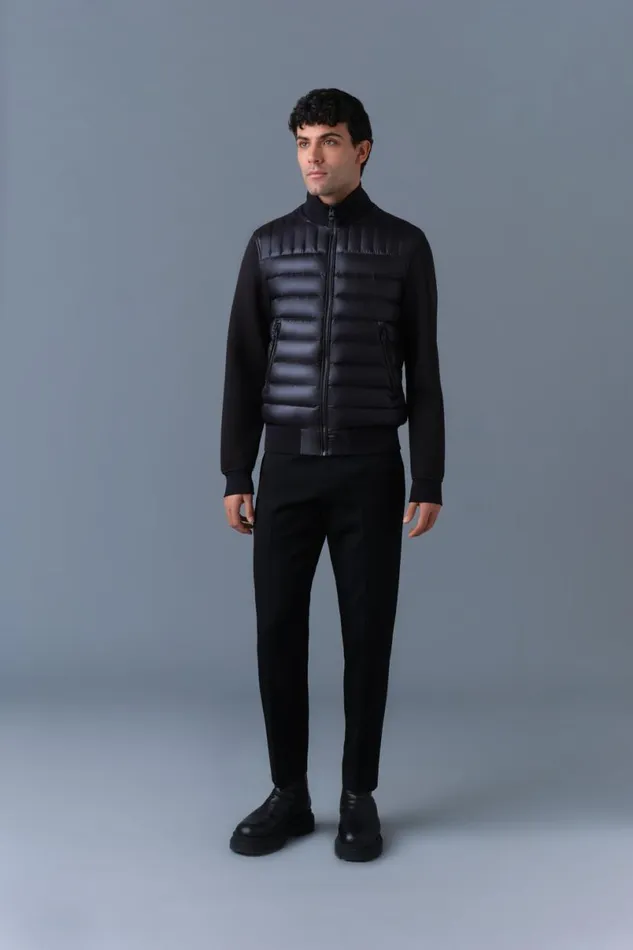 Puffer Men Mackage COLLINR Nano Down Mixed Media Bomber Jacket Black