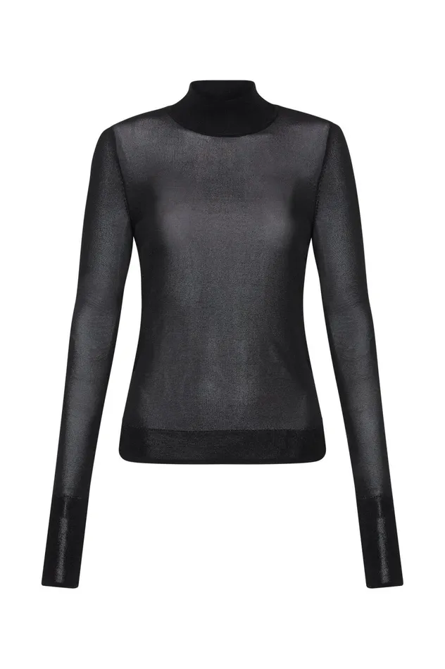 Rae Long Sleeve Skivvy Black Women Aje Body 038 Crepe Knit
