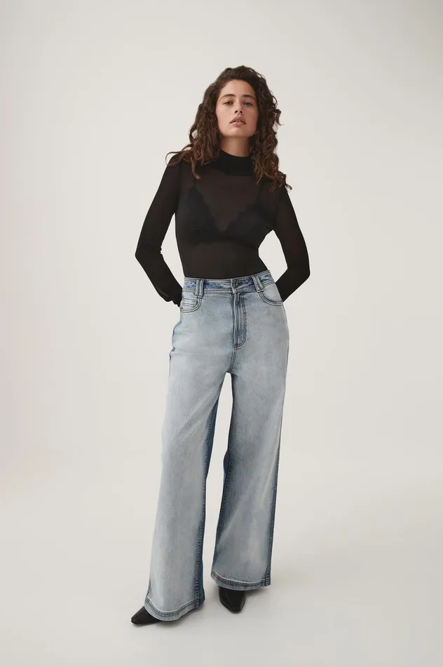 Rae Long Sleeve Skivvy Black Women Aje Body 038 Crepe Knit