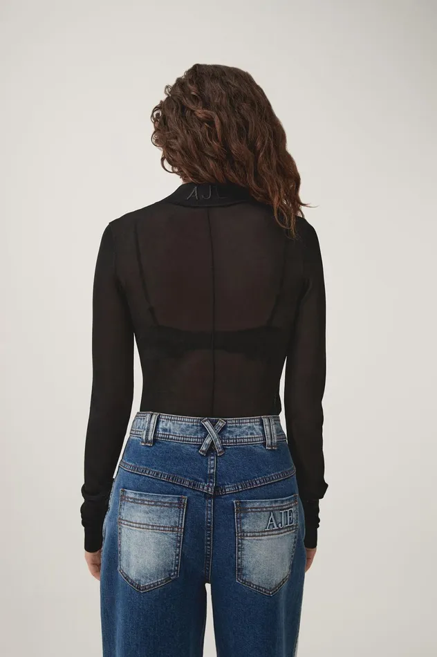 Rae Long Sleeve Skivvy Black Women Aje Body 038 Crepe Knit