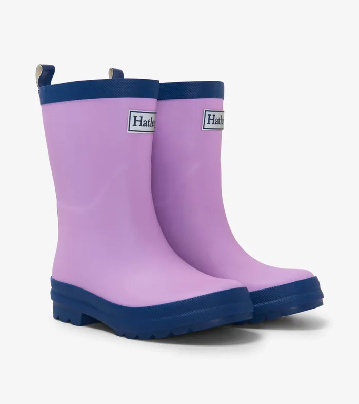 Rainwear GirlsBaby and Toddler Hatley Lilac And Navy Matte Rain Boots
