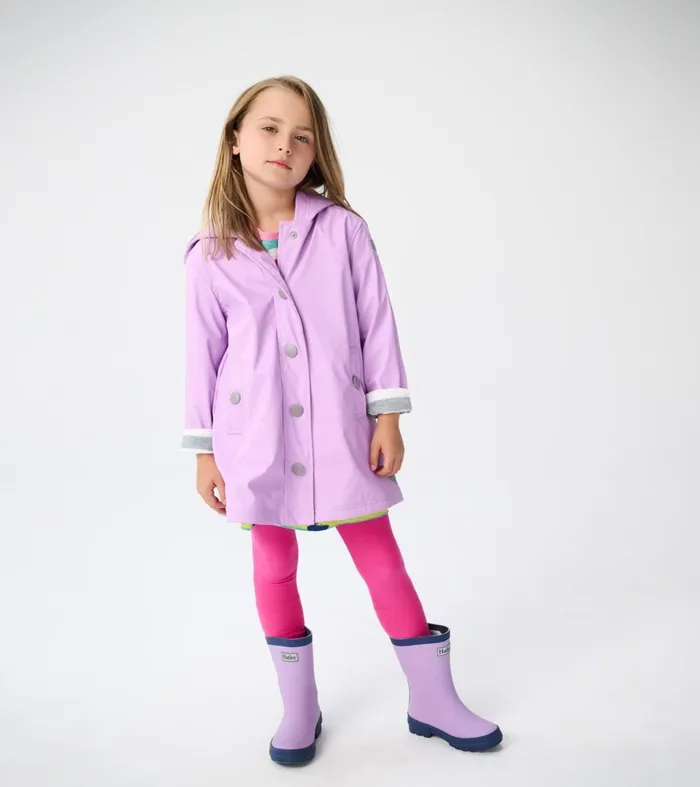 Rainwear GirlsBaby and Toddler Hatley Lilac And Navy Matte Rain Boots