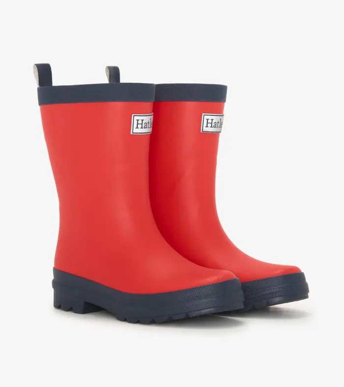 Rainwear GirlsBoysBaby and Toddler Hatley Red and Navy Matte Rain Boots