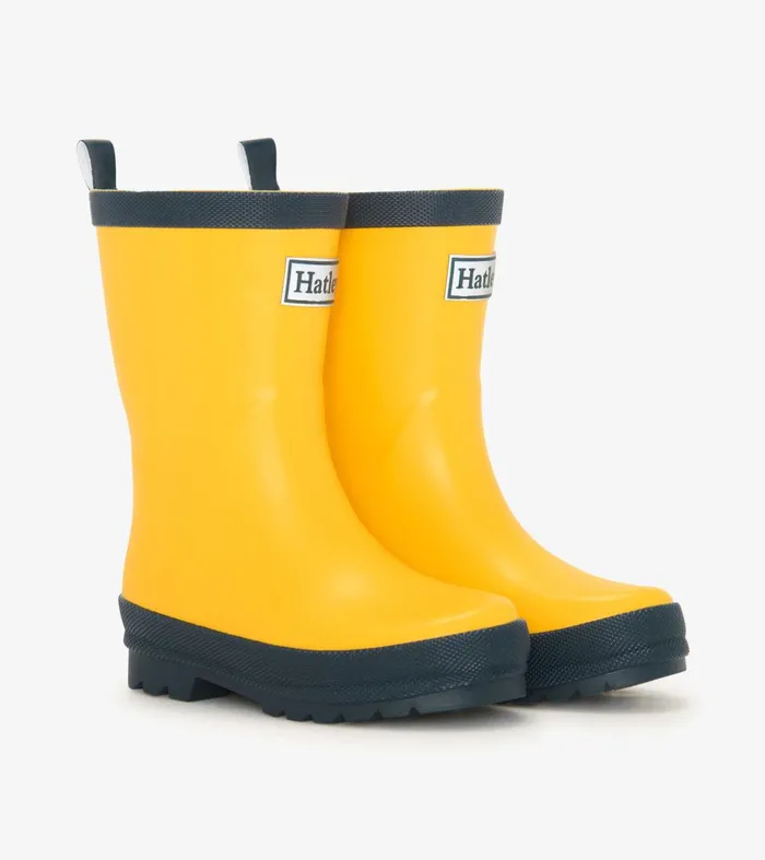 Rainwear GirlsBoysBaby and Toddler Hatley Yellow and Navy Matte Rain Boots