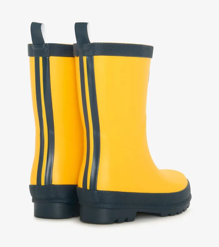 Rainwear GirlsBoysBaby and Toddler Hatley Yellow and Navy Matte Rain Boots