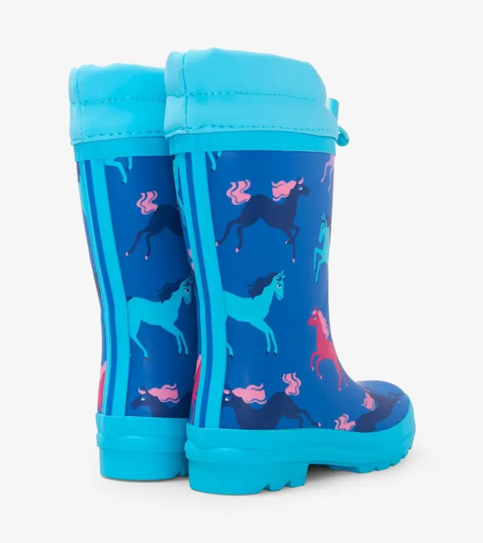 Rainwear Girls Hatley Prancing Horses Sherpa Lined Rain Boots