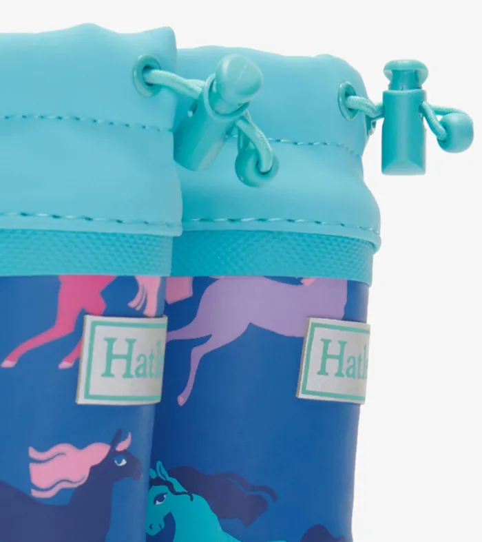 Rainwear Girls Hatley Prancing Horses Sherpa Lined Rain Boots
