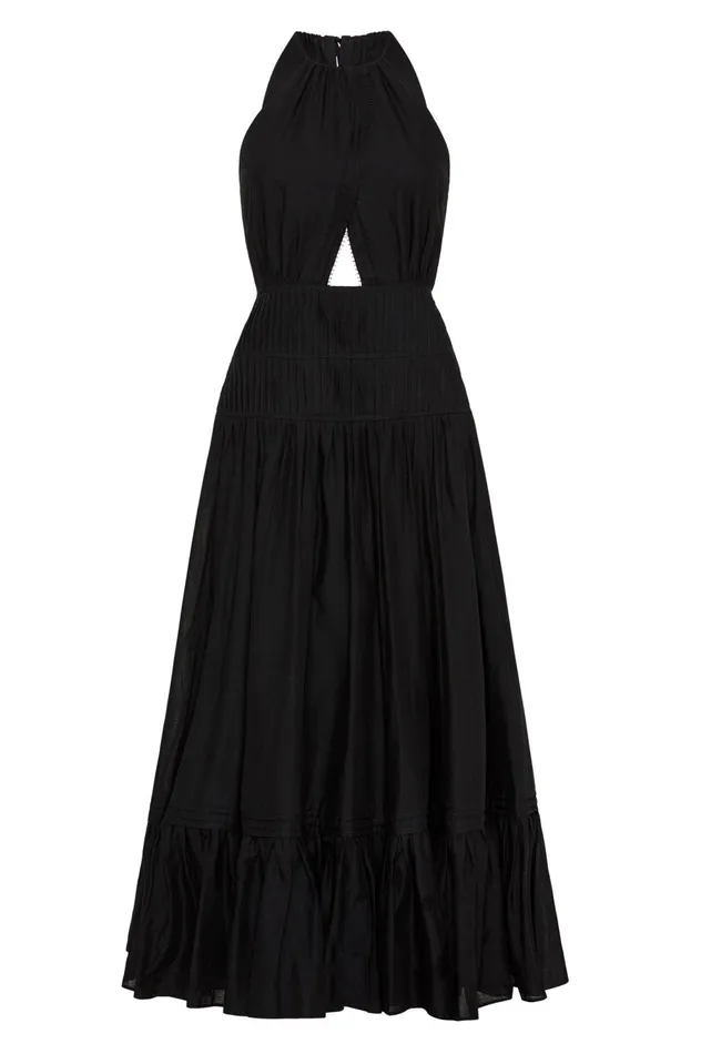 Renata Eyelash Midi Dress Black Women Aje Midi Dresses