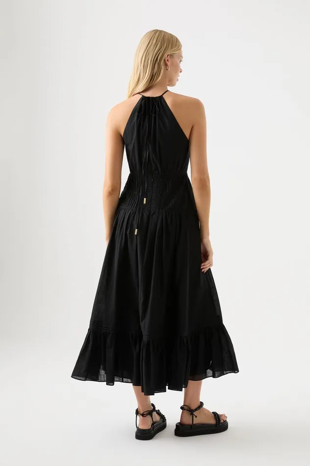 Renata Eyelash Midi Dress Black Women Aje Midi Dresses