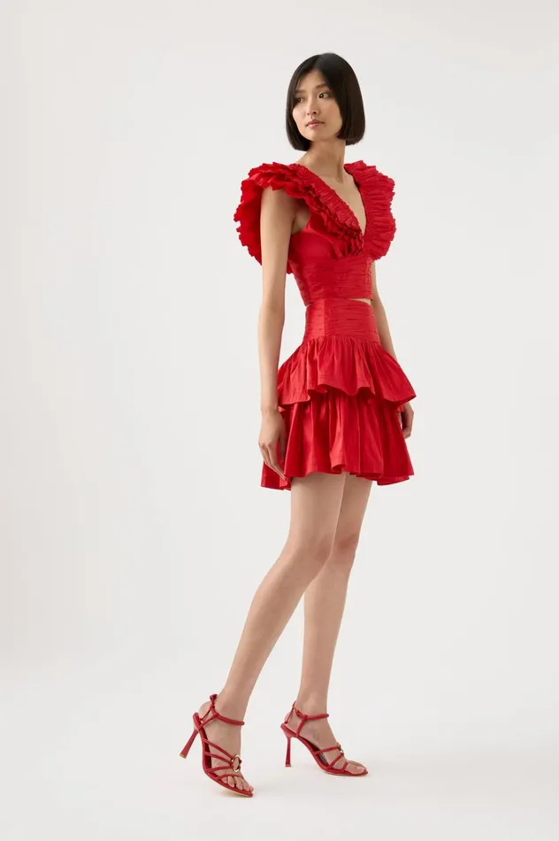 Rhythmic Tiered Frill Skirt Scarlet Red Women Aje Skirts