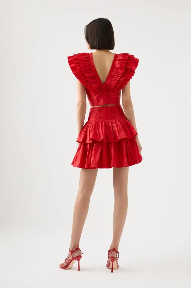 Rhythmic Tiered Frill Skirt Scarlet Red Women Aje Skirts