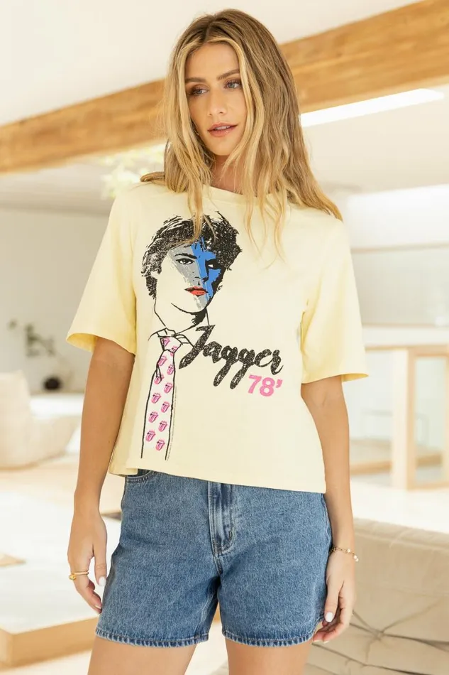 Rolling Stones Jagger Tee 8211 FINAL SALE Yellow Women Bohme Tops