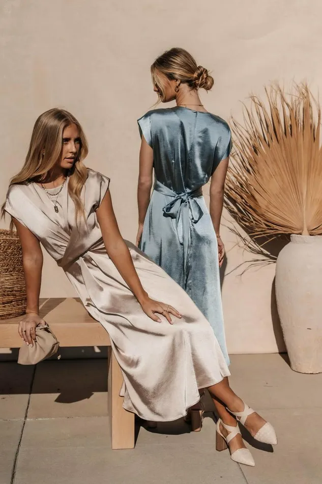 Rosalind Midi Dress In Champagne Champagne Women Bohme Dresses