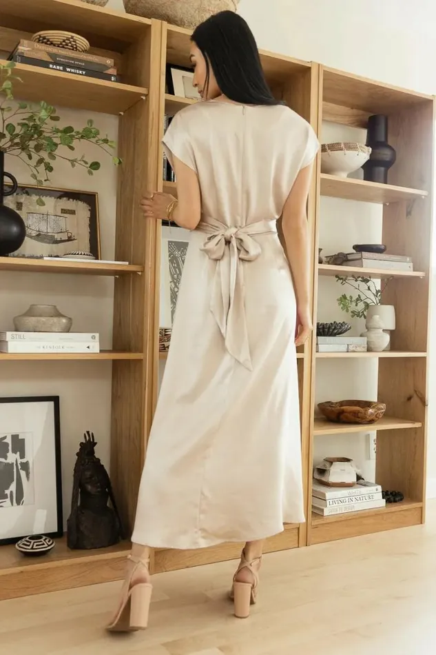 Rosalind Midi Dress In Champagne Champagne Women Bohme Dresses