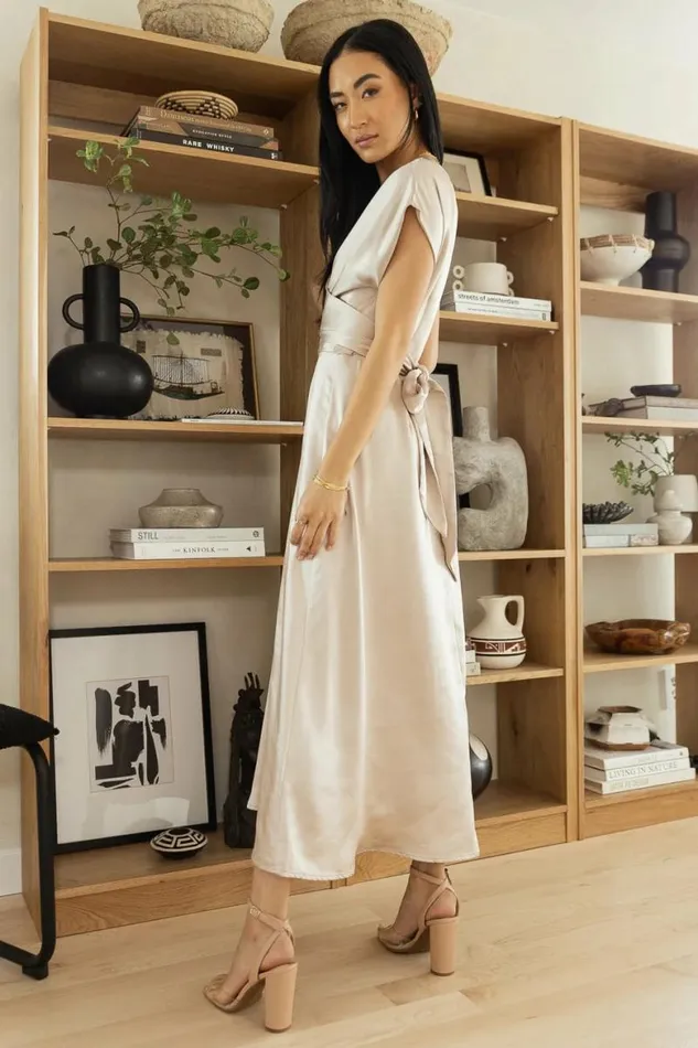 Rosalind Midi Dress In Champagne Champagne Women Bohme Dresses