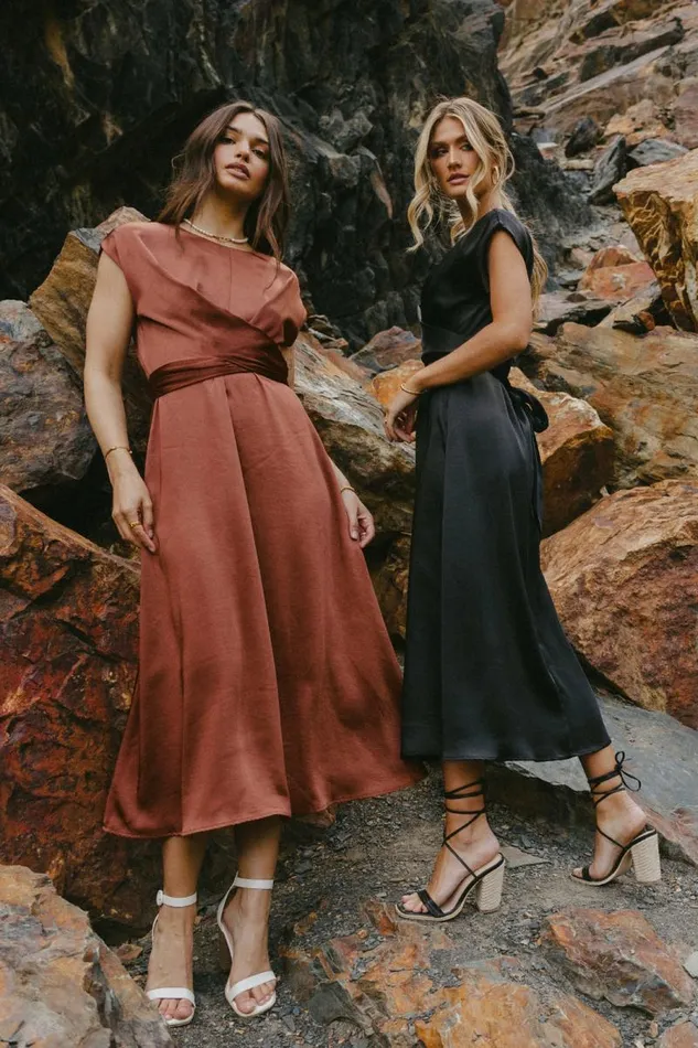 Rosalind Midi Dress In Rust Rust Women Bohme Dresses
