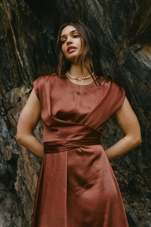 Rosalind Midi Dress In Rust Rust Women Bohme Dresses