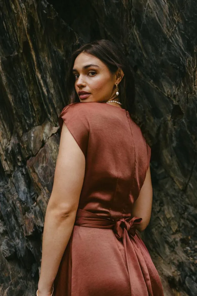 Rosalind Midi Dress In Rust Rust Women Bohme Dresses