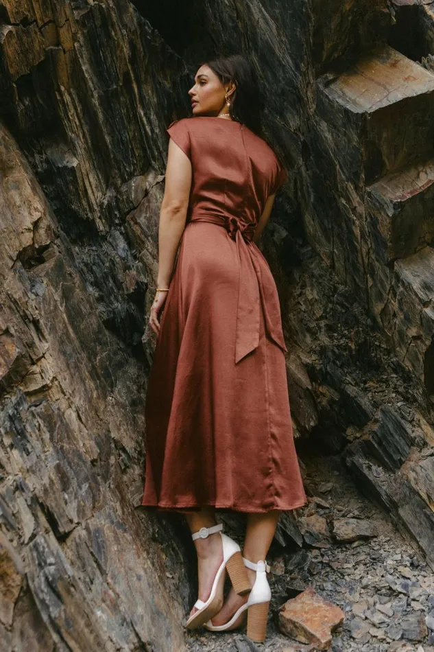 Rosalind Midi Dress In Rust Rust Women Bohme Dresses