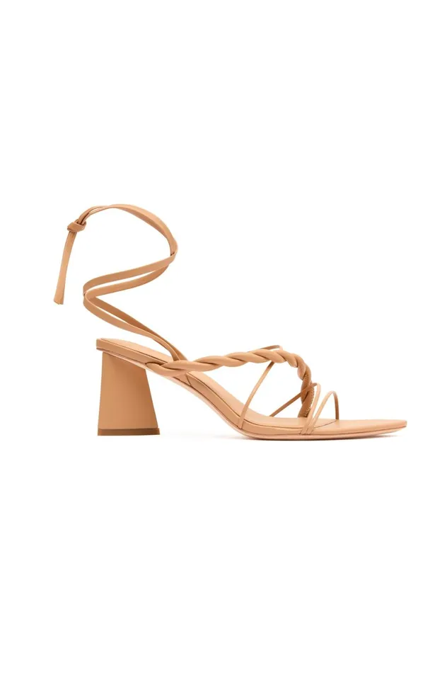 Rosamund Strappy Twist Heel Sand Beige Women Aje Shoes