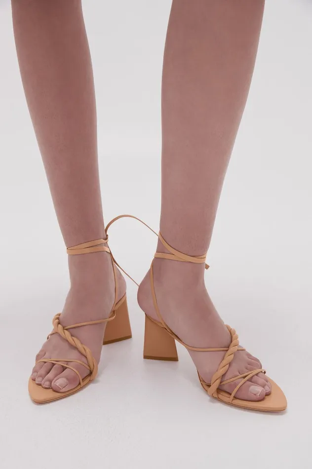 Rosamund Strappy Twist Heel Sand Beige Women Aje Shoes