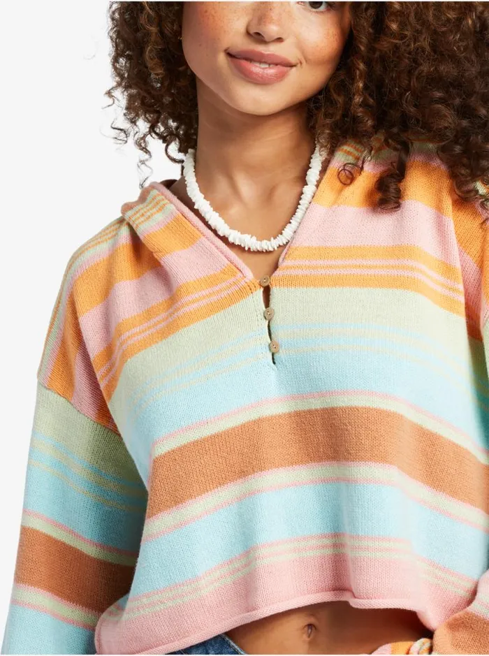 Roxy Fleece and Hoodies Sunbaked Shores Cropped Hooded Sweater Sunset Spectrum Stripe 8211 Women