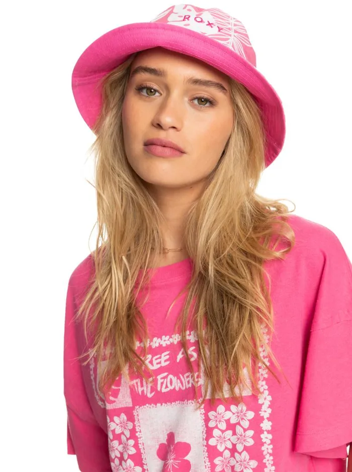 Roxy Hats Jasmine Paradise Reversible Bucket Hat Shocking Pink Hello Aloha 8211 Women
