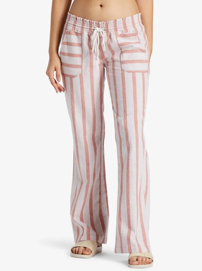 Roxy Pants and Jeans Oceanside Flared Pants Cedar Wood Bonzer Bico Stripe 8211 Women