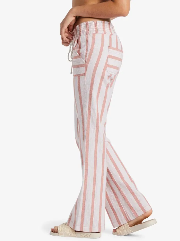 Roxy Pants and Jeans Oceanside Flared Pants Cedar Wood Bonzer Bico Stripe 8211 Women