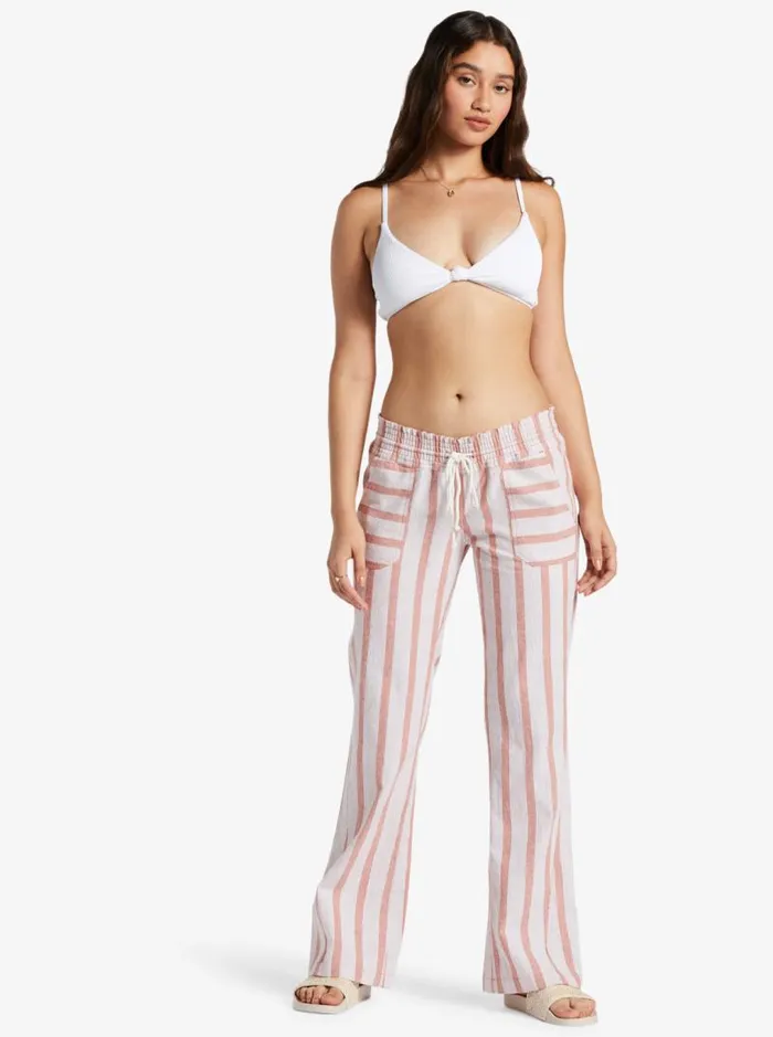 Roxy Pants and Jeans Oceanside Flared Pants Cedar Wood Bonzer Bico Stripe 8211 Women