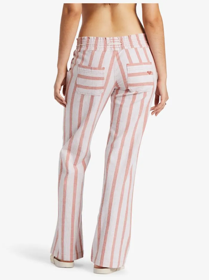 Roxy Pants and Jeans Oceanside Flared Pants Cedar Wood Bonzer Bico Stripe 8211 Women
