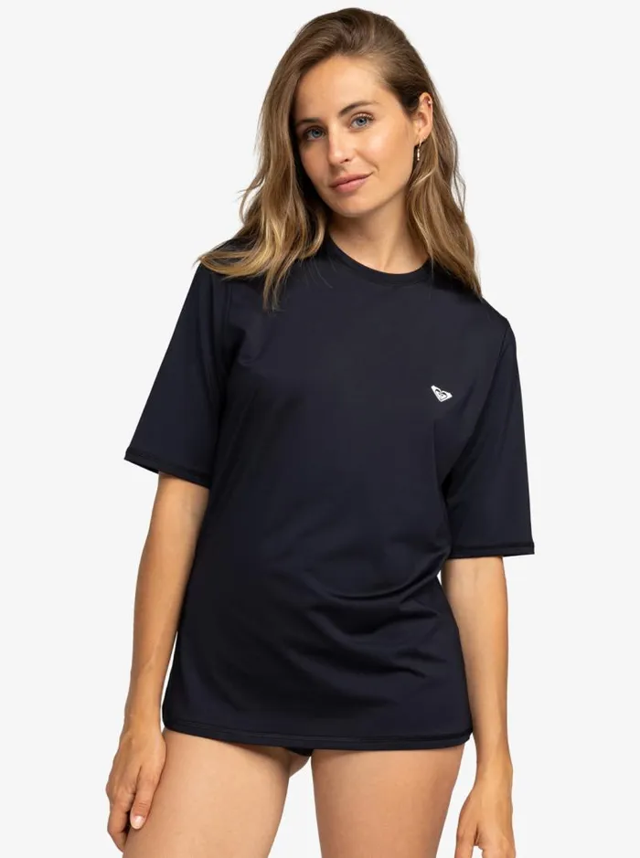 Roxy Rashguards New Enjoy Waves Short Sleeve UPF 50 Surf TShirt Anthracite 8211 Women