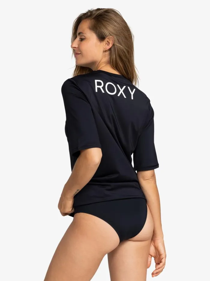 Roxy Rashguards New Enjoy Waves Short Sleeve UPF 50 Surf TShirt Anthracite 8211 Women