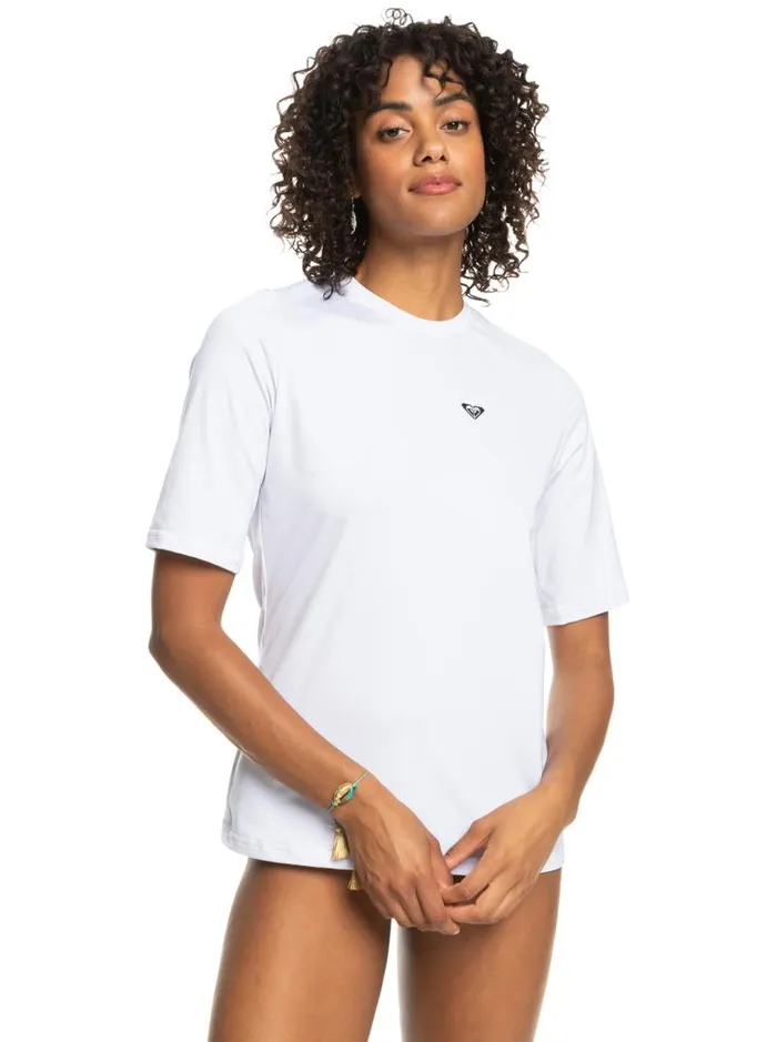 Roxy Rashguards New Enjoy Waves Short Sleeve UPF 50 Surf TShirt Bright White 8211 Women